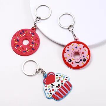 Cute Doughnut Pvc Keychain Imitation Food Colorful Bag Key Chain Keyring Ornament Bag Purse